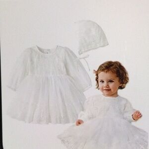 Curioeer Christening Dress Baby Girl 100% Cotton Size73 US ( 06- 12 )Months